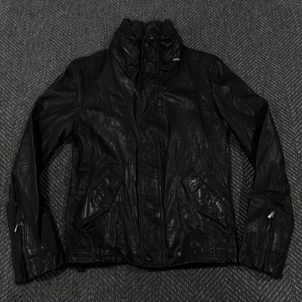 램스킨 슬림핏 히든후드 자켓 블랙