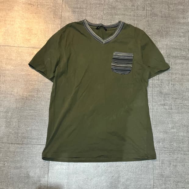 일본빈티지 Joff 올드스쿨아메카지 니트배색 반팔티셔츠