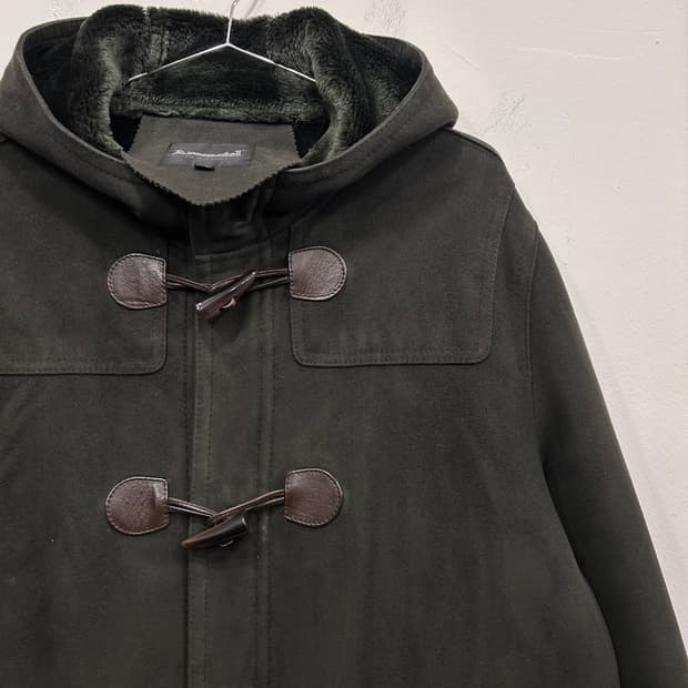 아센시엘 스웨이드 버튼 후드 무스탕 더플코트