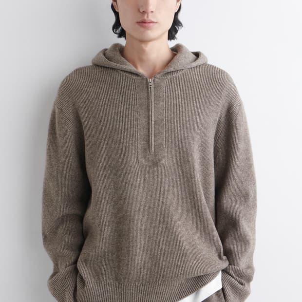 코스 메리노 니티드 야크 집업 후드 니트 M