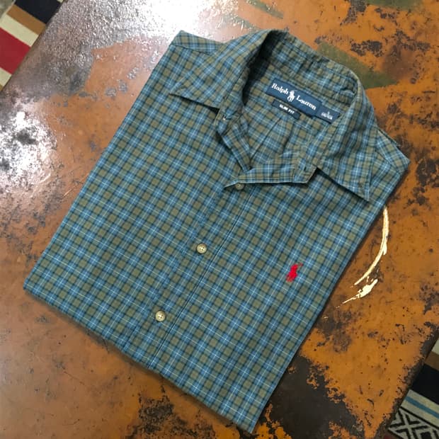 폴로랄프로렌 카키 그린 타탄 체크 코튼 셔츠 남성 102 여성 루즈핏