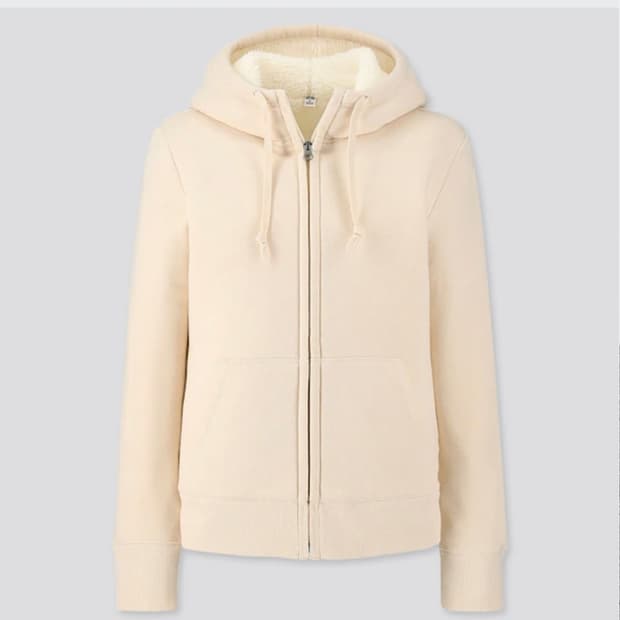 여자 유니클로 털 후드 집업 L