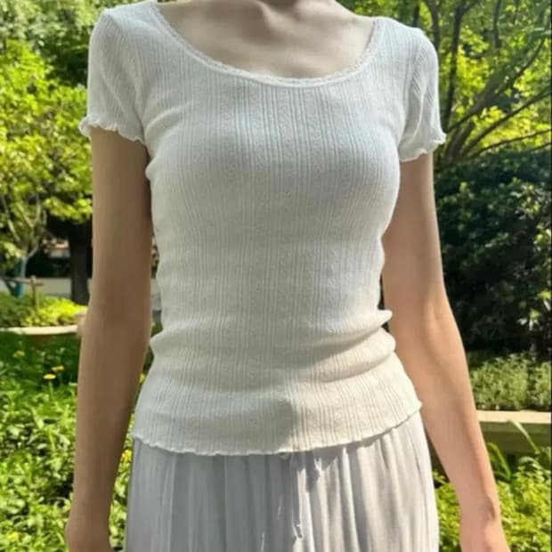 브랜디멜빌 레이스 아일렛 반팔 티셔츠 화이트