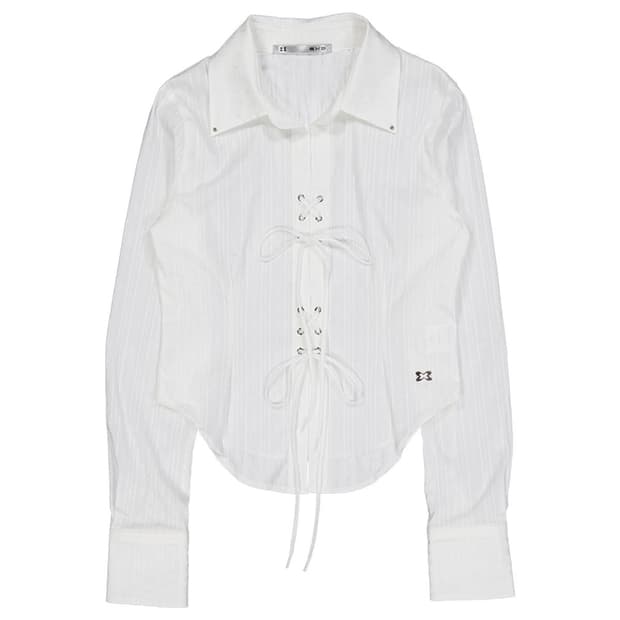 셋업이엑스이 RACE-UP SHIRT WHITE 레이스업 셔츠 화이트