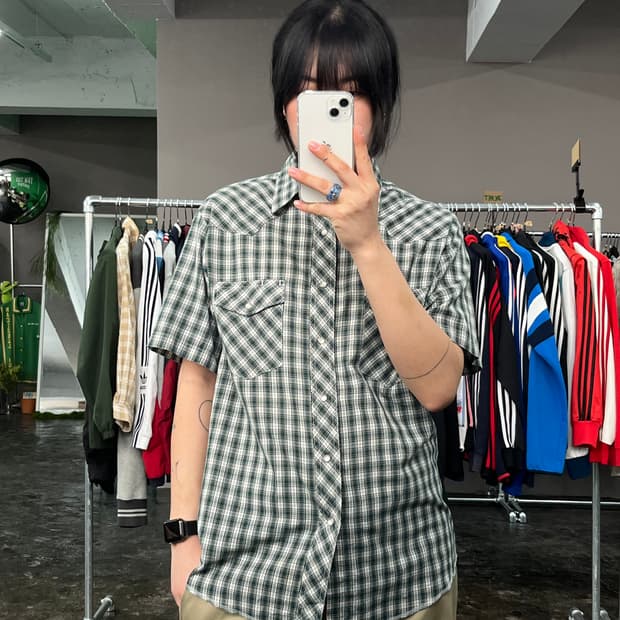 랭글러 웨스턴 체크 셔츠 