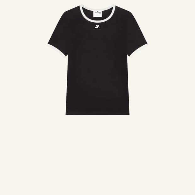 courreges 콘트라스트 탑 블랙화이트