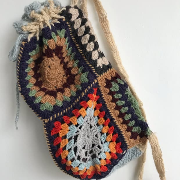 히피 모리걸 뜨개 니트 크로스백