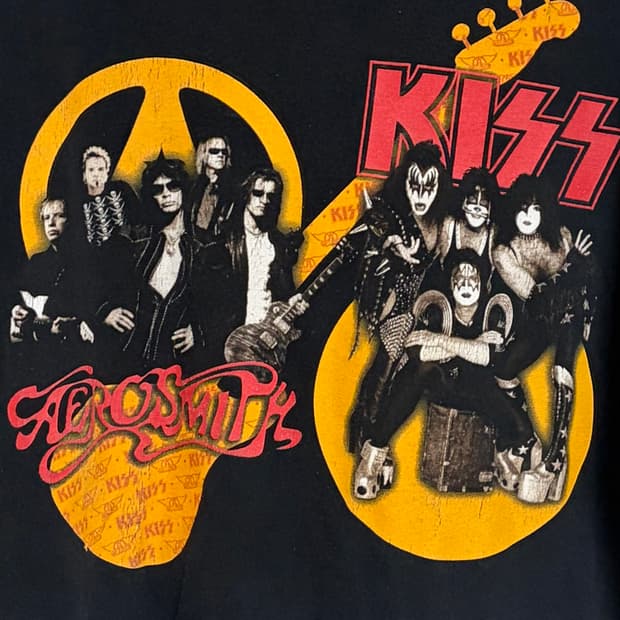 03/04 kiss aerosmith usa 콜라보 투어 밴드 티 Xl