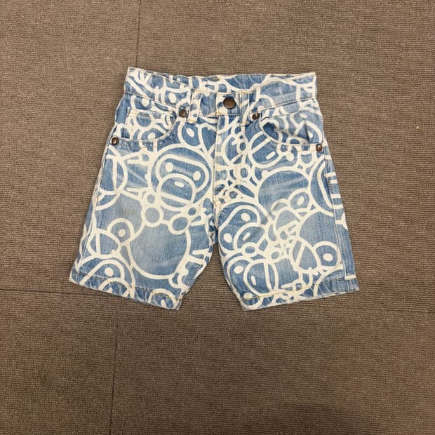 키즈 bape 베이프 마일로 데님 숏츠 반바지 90