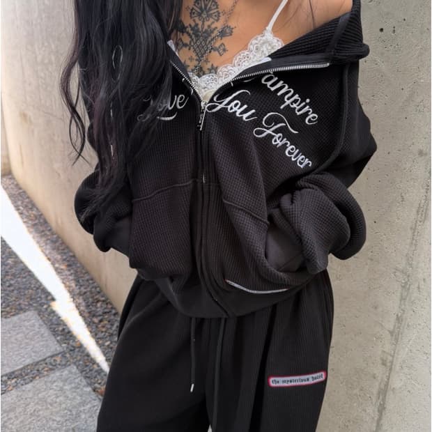 더미스테리어스호텔 와플 후드집업