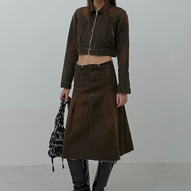 saysra 세이스라 washed denim skirt