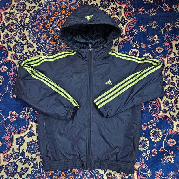 아디다스(Adidas) 올드스쿨 형광 삼넌 후드 점퍼 M