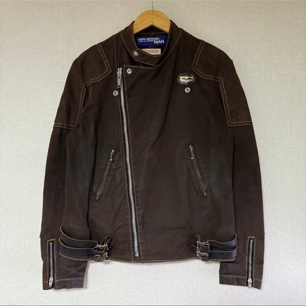 [L]준야와타나베×루이스레더 03AW 브라운 몰 4 스킷 라이더 자켓