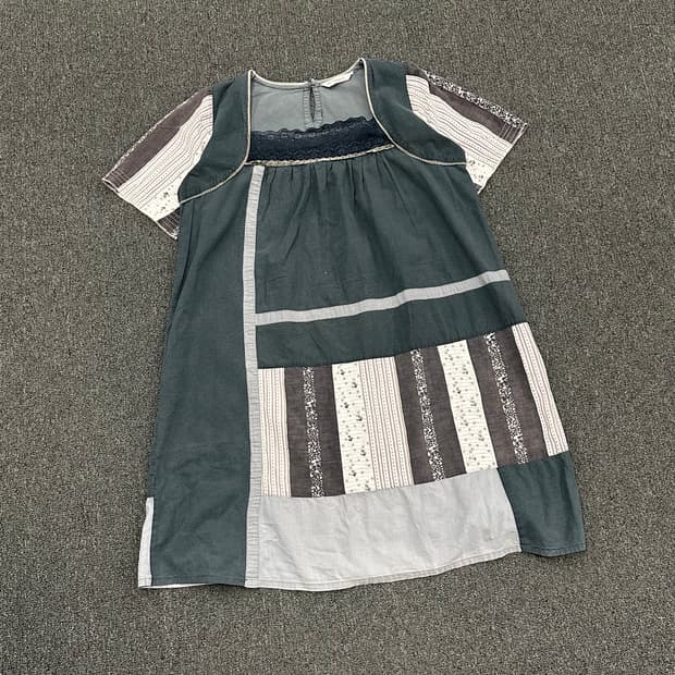 OS)Japanese vintage 패치워크 모리 레이스 원피스
