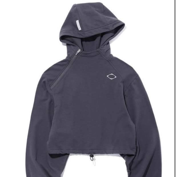 Mischief 미스치프 사이드 버튼 업 크롭 후드 워시드 차콜