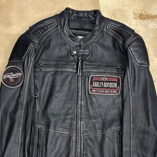 M 할리데이비슨 소가죽 라이더 레더 자켓