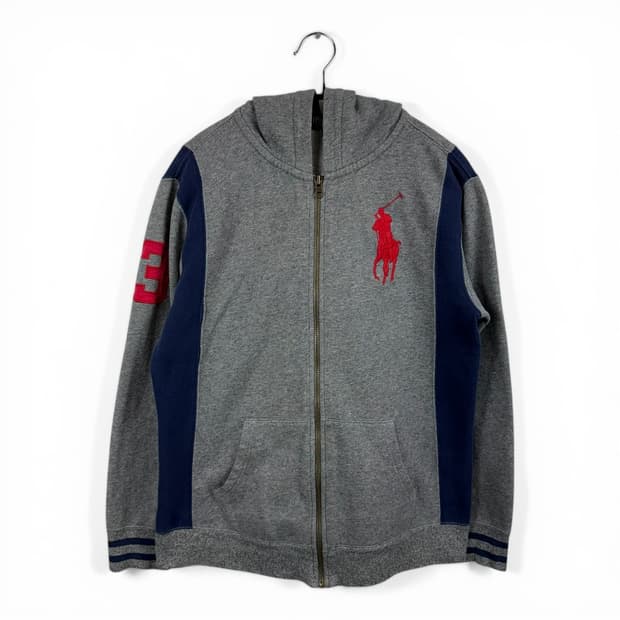 (L) 폴로 랄프로렌 키즈/우먼스 빅포니 배색 후드집업