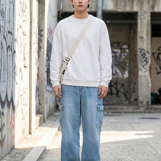 Mizuno 미즈노 화이트 빅로고 라글란 맨투맨