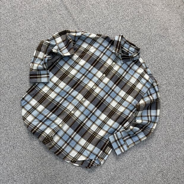 90 탑텐 긴팔 체크 셔츠 남방 0427J