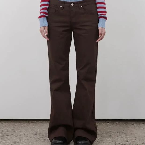 오헤시오 부츠컷 코튼 팬츠 브라운 2
