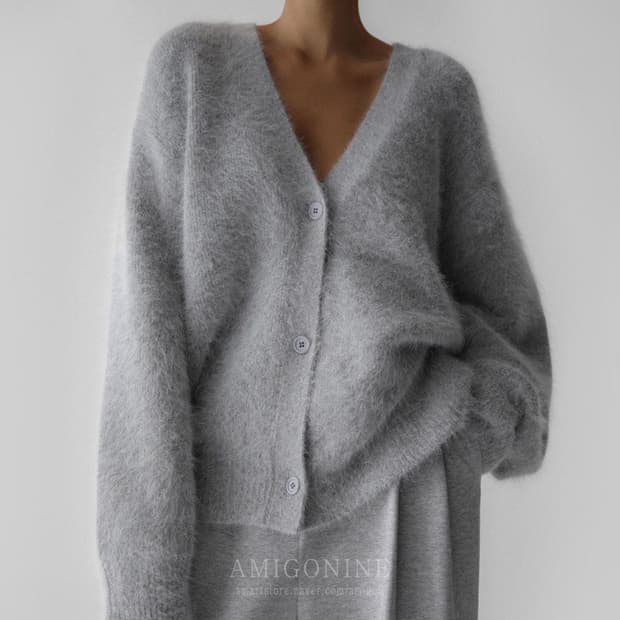 페이퍼문 럭스 밍크 앙고라 니트 가디건