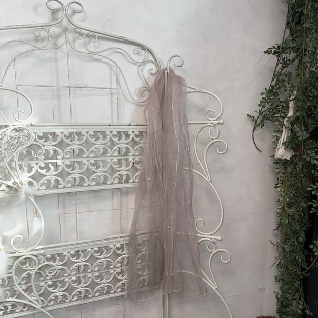 Lavender organza pearl scarf