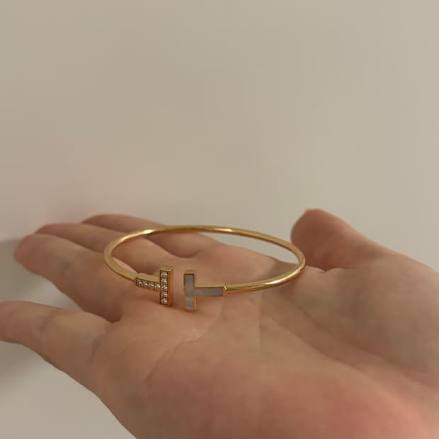 티파니 T 스마일 자개 다이아 로골 미듐