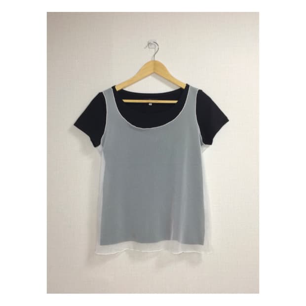 빈티지 메쉬 레이어드 반팔 티셔츠