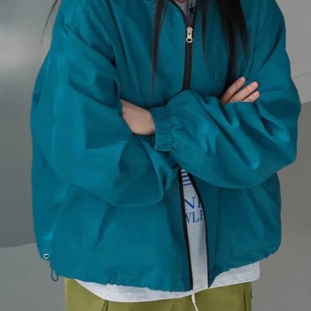 청록색 투웨이 바람막이 윈드브레이커