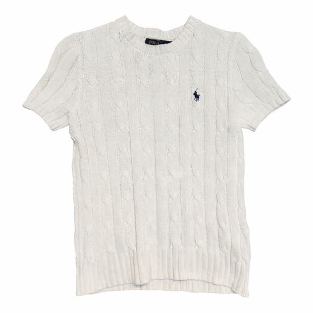 폴로 랄프로렌 케이블 반팔 니트 화이트 (XS)