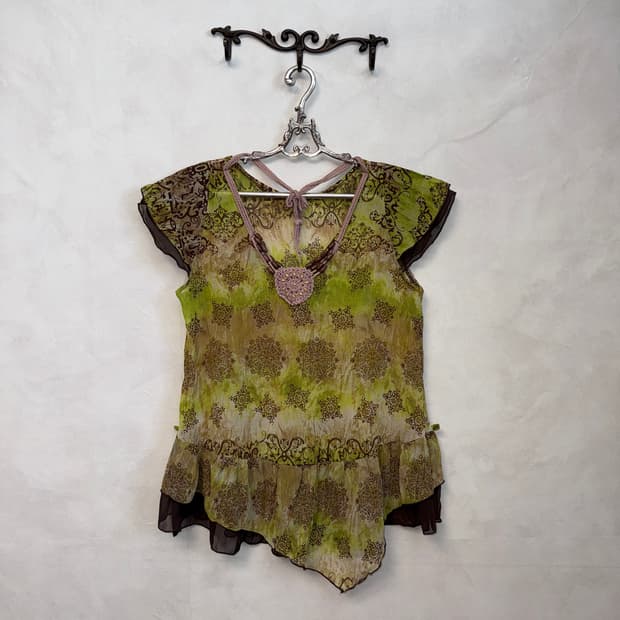 Khaki brown tie dye hippie oriental bl