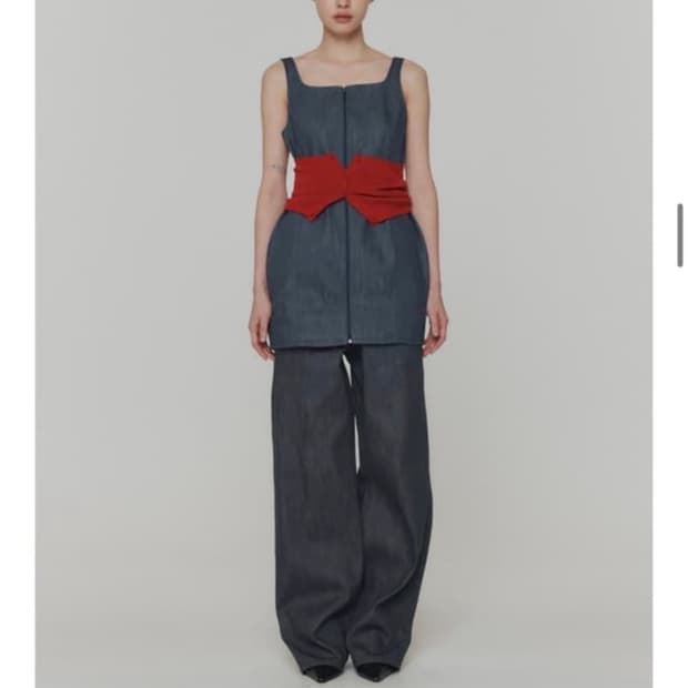 [아모멘토 amomento] 데님 원피스 베스트 블루