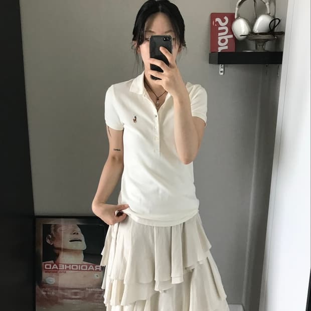 폴로 랄프로렌 여성라인 포니로고 아이보리 카라티