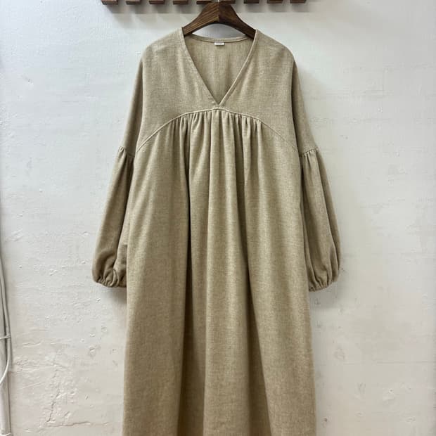 일본빈티지 셔링 루즈핏 롱 원피스