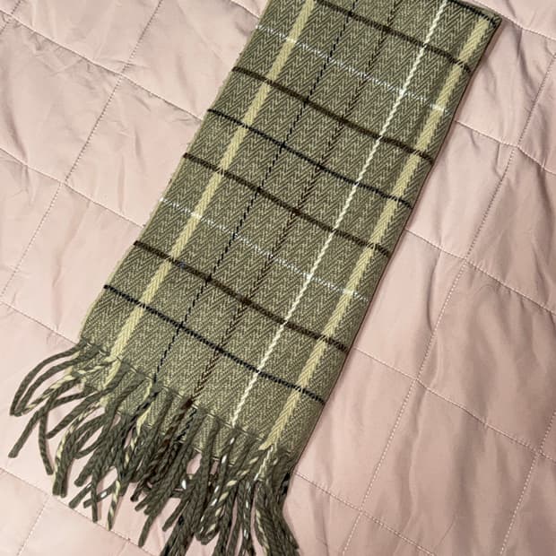 체크 패턴 프린지 울 머플러