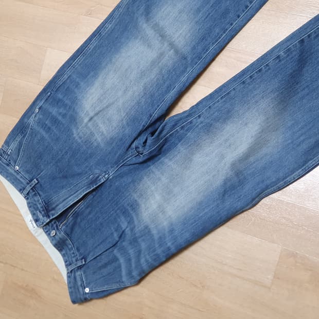 (3) 러프사이드 드레이프 데님팬츠 미디엄블루