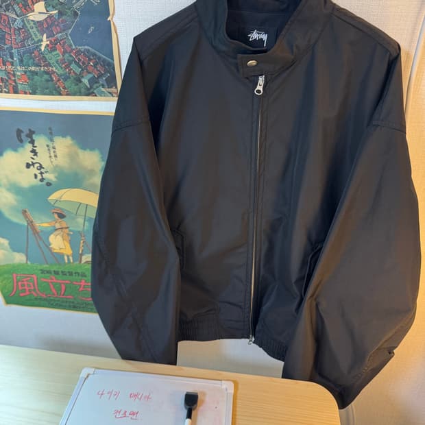 [XL]스투시 서프 팀 해링턴 자켓 블랙