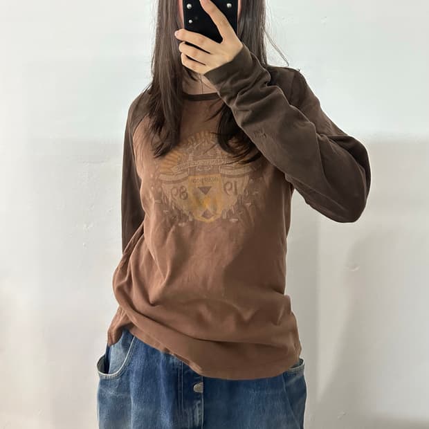 (L) 빈폴 브라운 그래픽 긴팔 티셔츠 롱슬리브