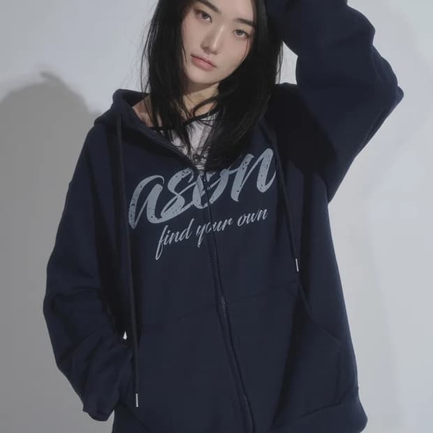 (새상품) 애즈온 ason 루즈 트레이닝 후드집업 (네이비)