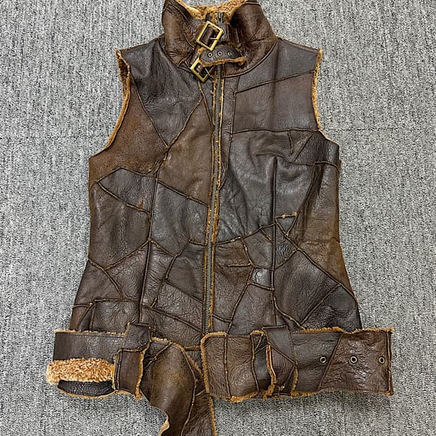 빈티지 양가죽 무스탕 조끼 