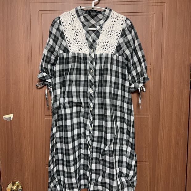 모리걸 하구미 일본 빈티지 블랙 체크 레이스 원피스