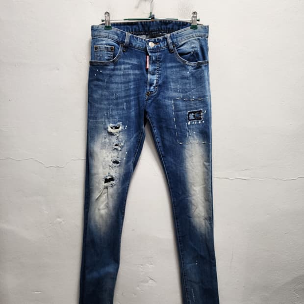 디스퀘어드2 패치워크 데님 청바지 