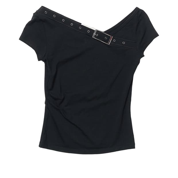 스키즘 인듀싱 UNBALANCED BELTED TOP BLACK