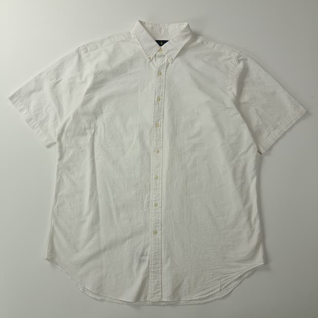 CK473 XLT 폴로 00s 시어서커 버튼다운 화이트 반팔 셔츠 남방