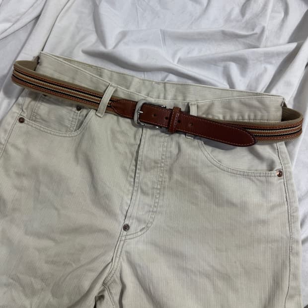 닥스 스트라이프 웨빙 레더 벨트