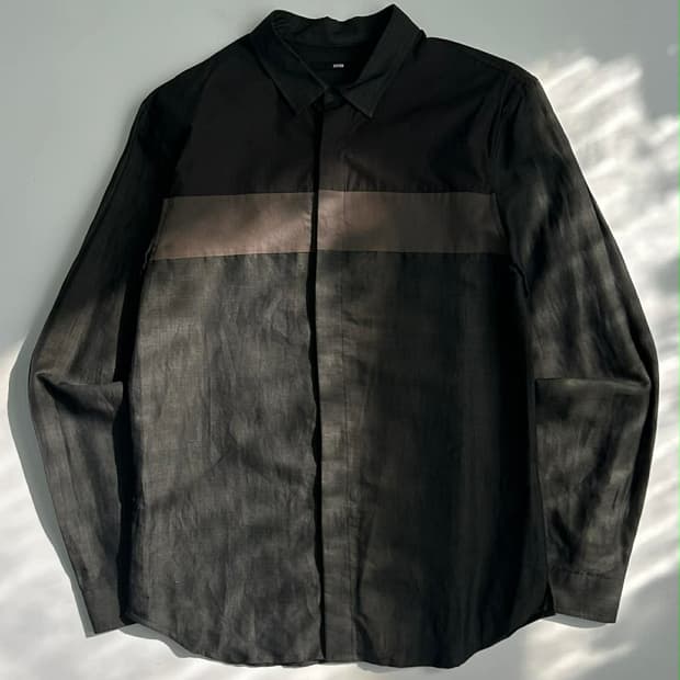 [100] 시스템 옴므 블록 히든 실크 플라켓 셔츠