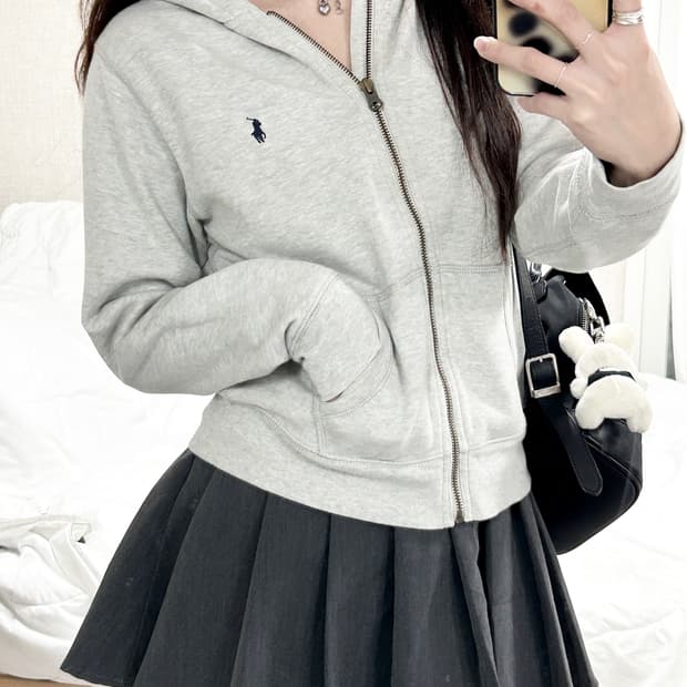 폴로 네이비포니 그레이 후드집업