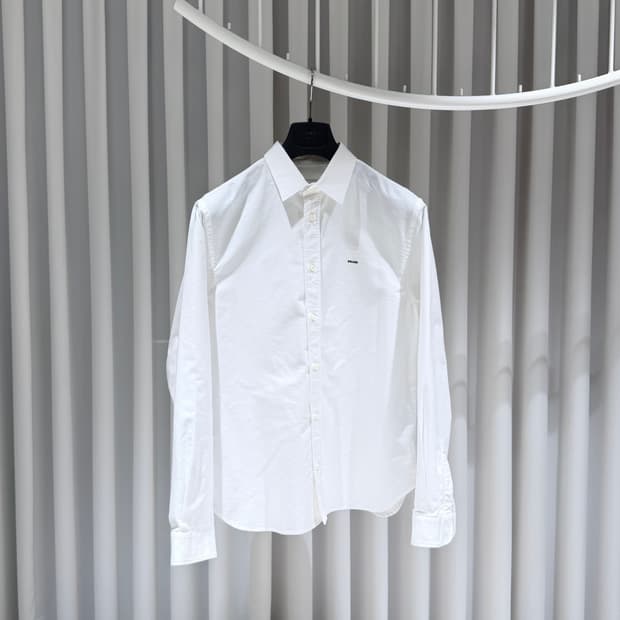 (S+/43.16) / 프라다 로고 자수 화이트 코튼 셔츠