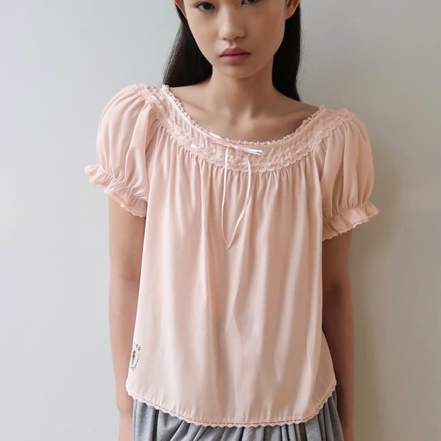 SN Babydoll Beaded Blouse (Apricot)