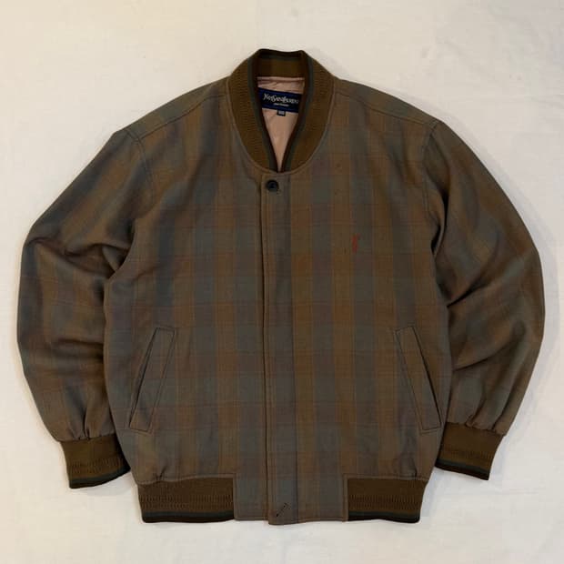 90s YSL 입생로랑 빈티지 블루종 봄버자켓 베이지